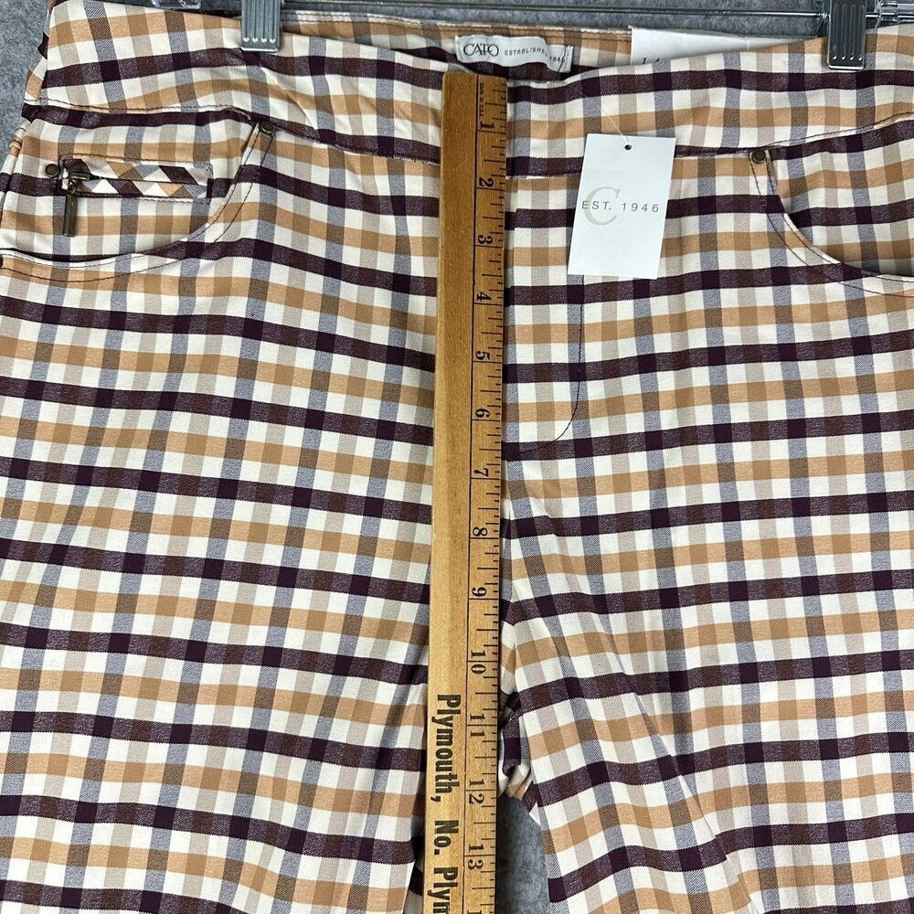 Cato Mid Rise Flare Pull On Pants Womens 14 Gingham Plaid Stretch Pockets NEW* - Picture 10 of 16